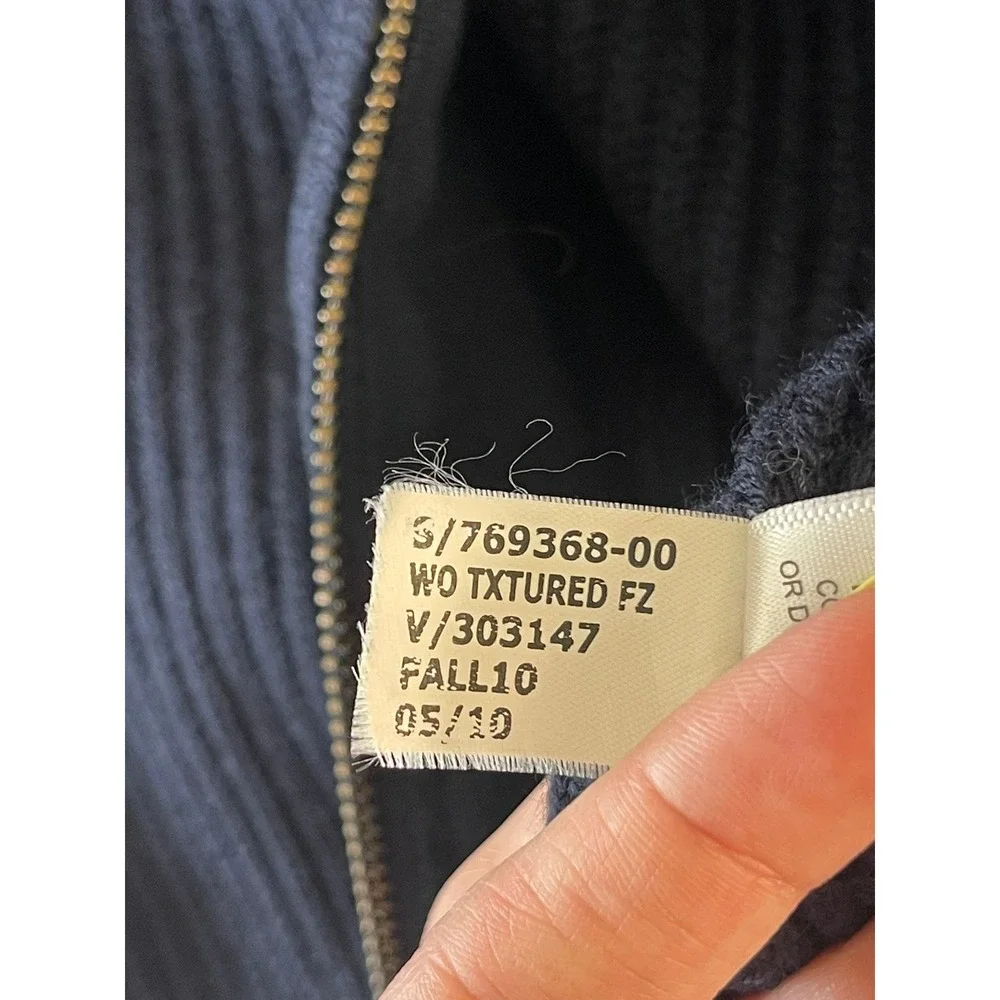 Banana Republic Mens M Wool Blend Ribbed Full Zip Sweater Jacket Navy Blue
